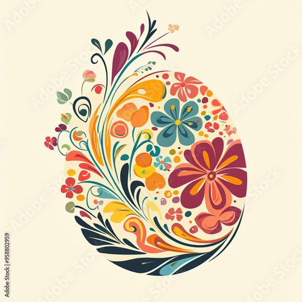 Fototapeta Abstract Easter egg and floral design with a festive touch.