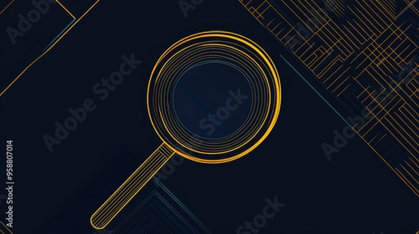 Fototapeta A simple, geometric design with a magnifying glass made of lines. It has a modern, abstract look and is perfect for a website or poster.