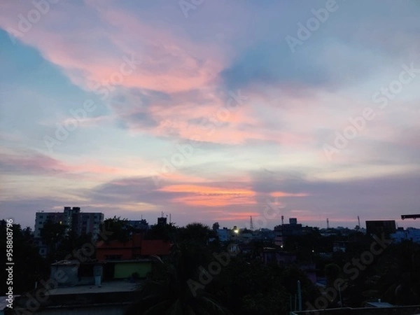 Obraz sunset over the city