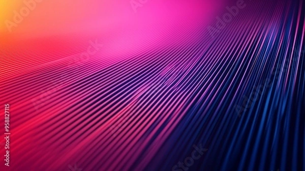 Fototapeta geometric shape in blue pink orange tone color modern design abstract background, glowing dot line 
