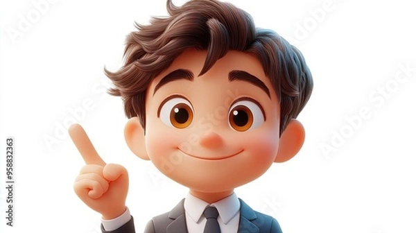 Fototapeta cartoon character han pointing gesture business clip art isolate on white backgroun two fingers illustration