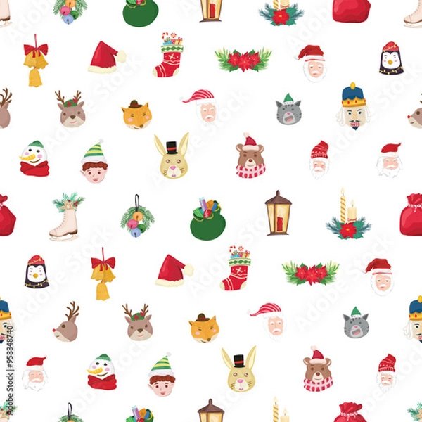 Fototapeta Christmas seamless pattern background.
