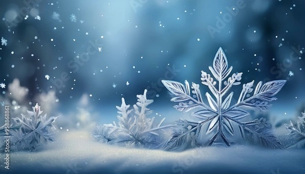 Fototapeta Winter landscape with snowflake