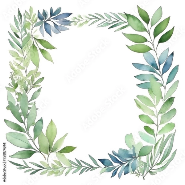 Fototapeta Watercolor botanical background frame