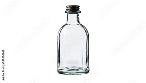 Obraz transparent empty glass bottle isolated on white background 