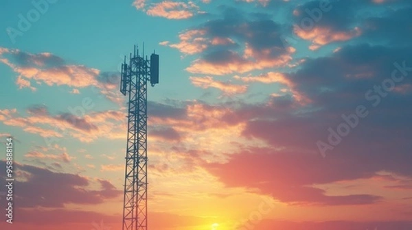 Fototapeta Cell Tower Sunset