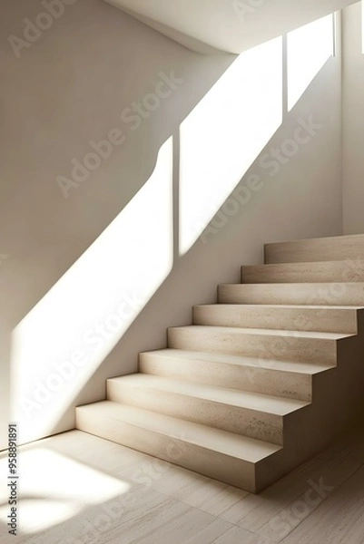 Fototapeta Modern Interior Design with Sunlight on Staircase
