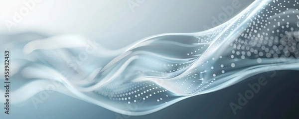 Fototapeta A serene wave of digital light, showcasing fluid movement and a sense of depth, perfect for technology or abstract design themes.