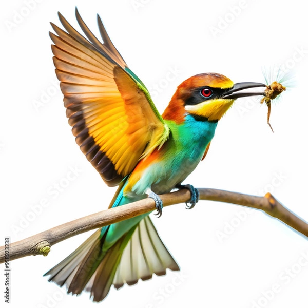 Fototapeta colorful bee eater trying to eat a flying insect o