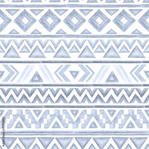 Obraz Seamless ethnic tribal pattern. Drawing with pencils.