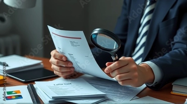 Fototapeta Man Working with Documents