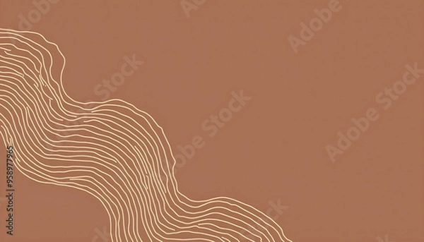 Obraz A minimalist and simple wallpaper with soft colors, simplicity and elegance with minimalistic wave lines and calming colors. Perfect for creating a soothing and comfortable atmosphere