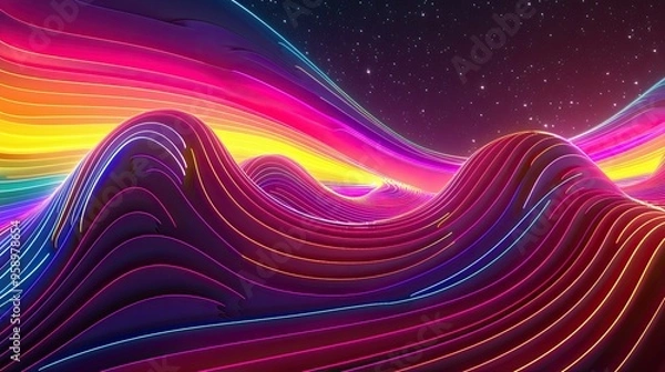Obraz acid wave rainbow line backgrounds in 1970s 1960s