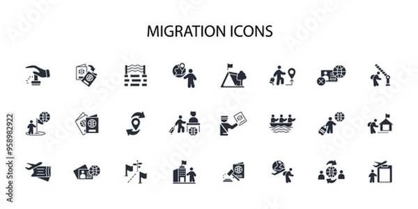 Obraz migration icon set.vector.Editable stroke.linear style sign for use web design,logo.Symbol illustration.