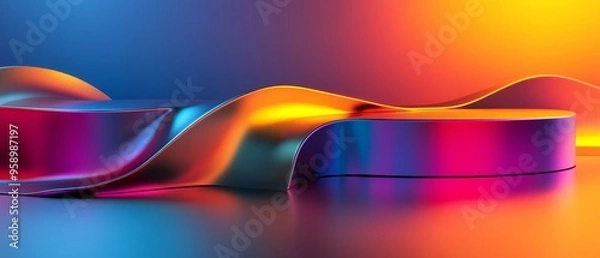Fototapeta A colorful, abstract design with a wave-like shape