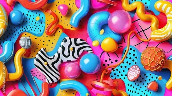 Fototapeta 3d fashion pattern, funny, vibrant colors, Abstract colour background