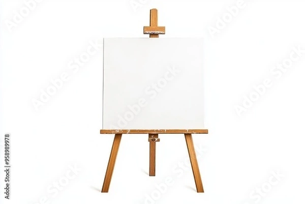 Fototapeta Blank canvas on an easel, perfect for artists to express creativity and imagination in painting or drawing.