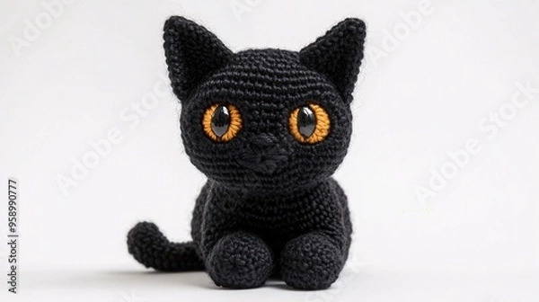 Fototapeta a crocheted black cat