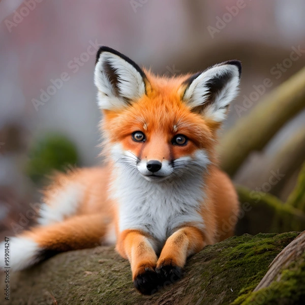 Obraz kitsune fox pup cute posed