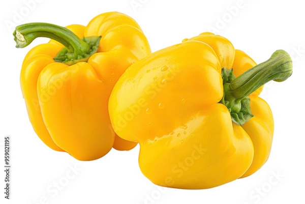 Obraz Fresh Yellow Bell Peppers. Bright and fresh yellow bell peppers, isolated on a transparent background. Perfect for culinary, food, and grocery-related visuals. PNG File,