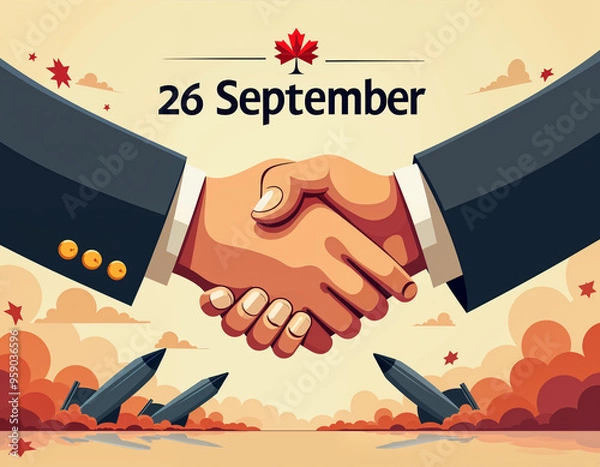 Obraz International Day for the Total Elimination of Nuclear Weapons Vector Illustration, September 26th Nuclear Bomb Explosion 