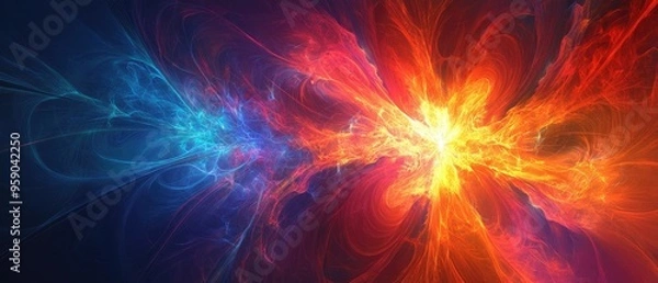 Obraz Abstract colorful background with a fractal explosion star and dynamic lines in a visually striking illustration