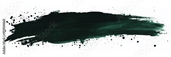 Fototapeta This distressed green brush stroke artwork with splattered ink and rich grunge texture is ideal for creative backgrounds, banners, and designs that inspire artistic creativity and expression