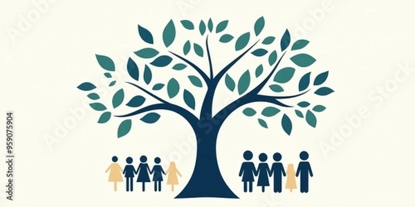 Obraz Bending and twisting branches on a family tree to symbolize various generations and relationships