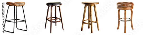 Fototapeta Bar stool isolated on transparent background, set of