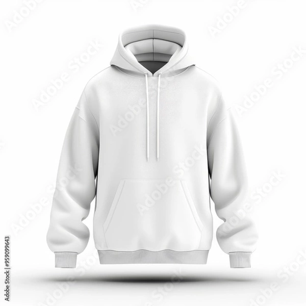 Obraz Trendy hoodie, fashion element, photorealistic design, cozy fabric, isolated on white background