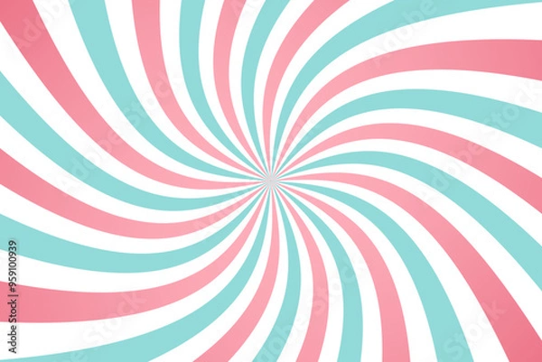 Fototapeta Candy color sunburst background. Sunburst circus background and spiral retro rays