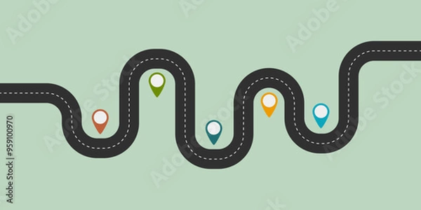 Obraz Winding road timeline concept. Vector illustration graphic design