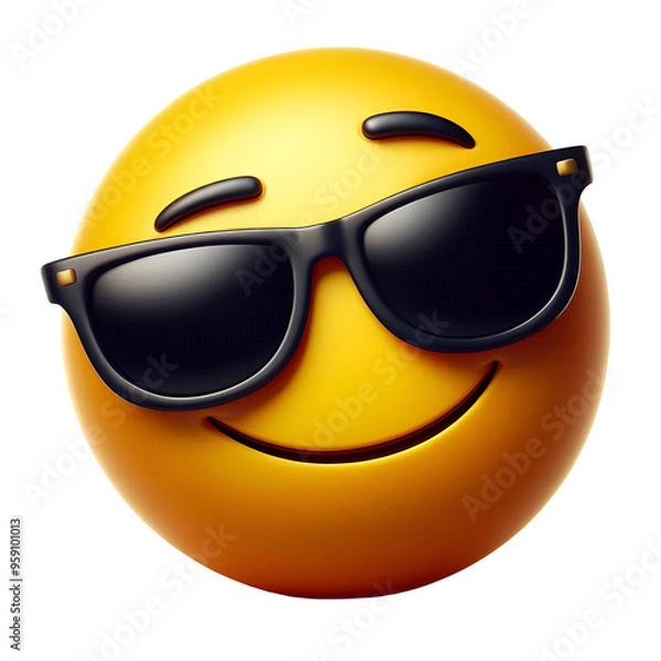 Obraz 3D emoji face with a cool expression