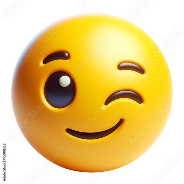 Fototapeta 3D emoji face with a winking expression