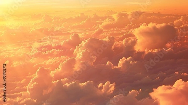 Fototapeta Golden Hour Sky: A stunning sky at golden hour, with hues of orange and pink blending into the clouds.