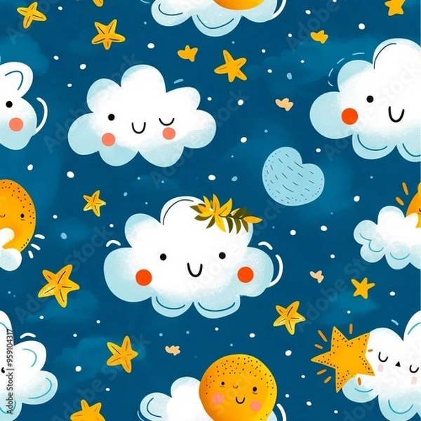 Fototapeta A pattern of clouds and stars in the sky