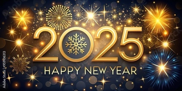Obraz happy new year 2025  text effect design