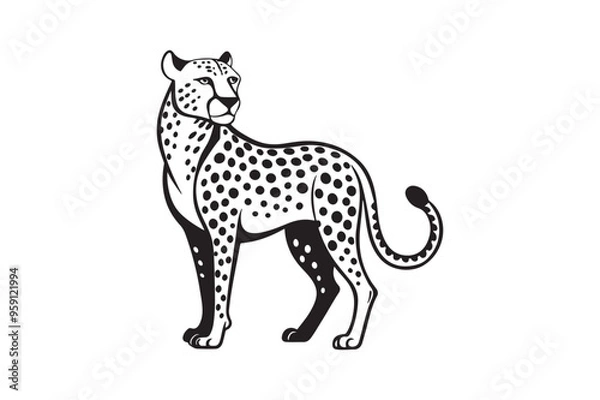 Fototapeta Cheetah  silhouette vector illustration