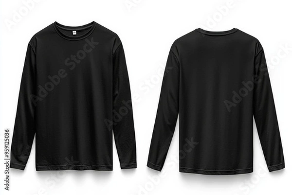 Fototapeta Black long sleeve tshirt mockup isolated created with Generative AI
