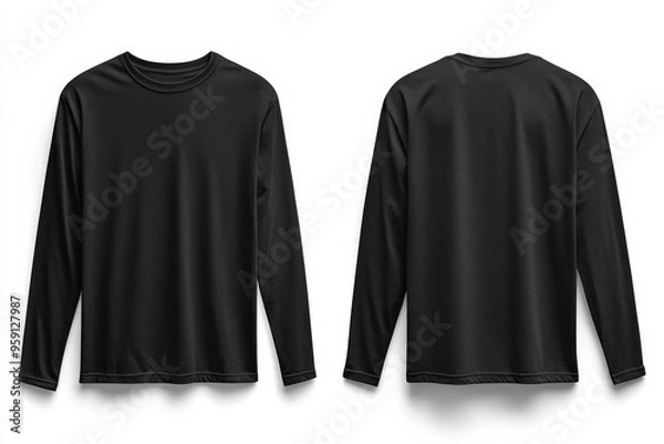Fototapeta Black long sleeve tshirt mockup isolated created with Generative AI