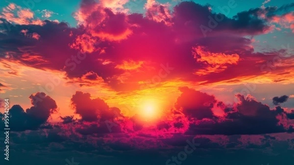 Fototapeta Dramatic Sunset Sky with Vivid Colors
