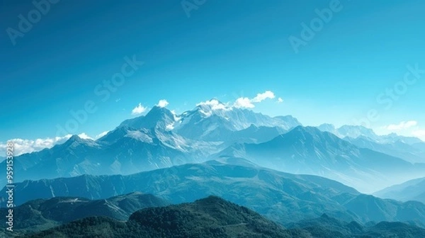 Fototapeta Blue Mountains Landscape with Clear Sky Stock Photo