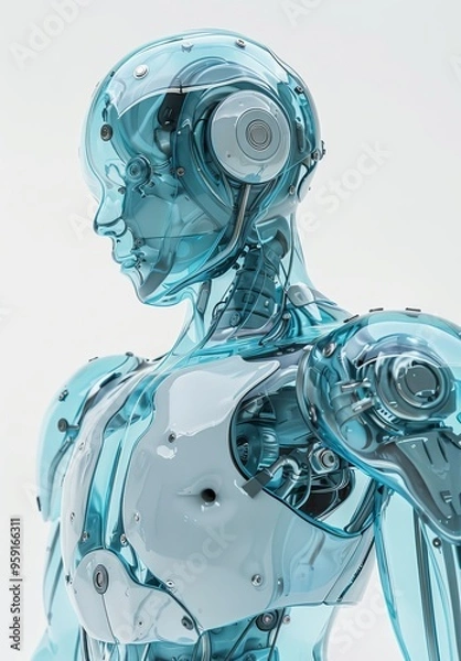 Fototapeta light blue robot.