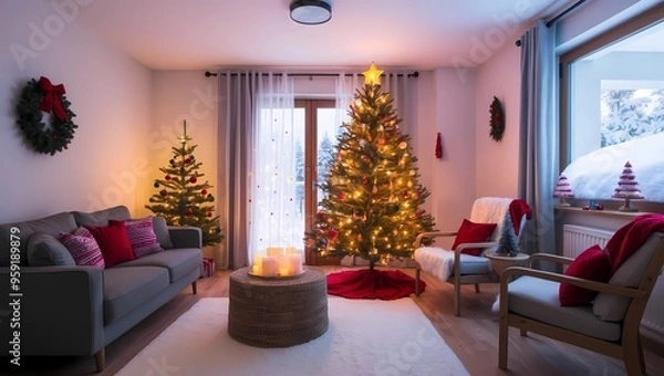 Fototapeta Christmas_Decoration_A_Cozy_Living_Room_1