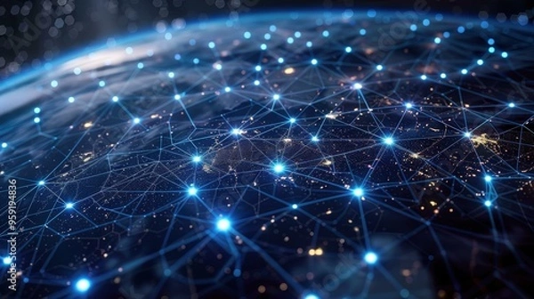 Fototapeta Global Network Connection Abstract Background