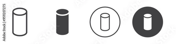 Obraz Cylinder geometrical figure icon Vector logo outline