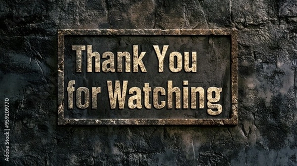 Obraz A Stunning Display of Appreciation: Thank You for Watching Rendered in Textured Metal Against a Dark Grungy Background