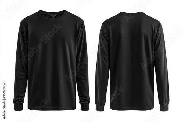 Fototapeta Black long sleeve tshirt mockup isolated created with Generative AI
