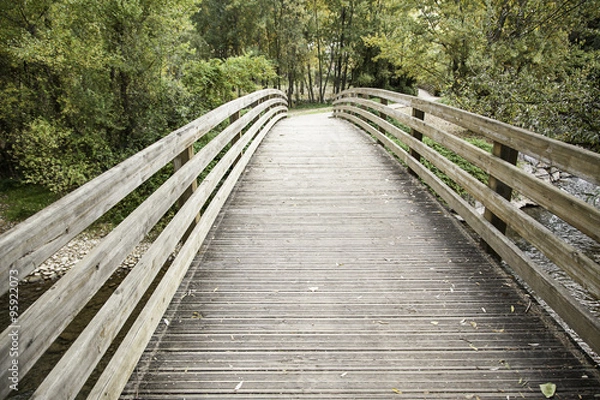 Fototapeta Wooden bridge in the forest