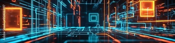 Fototapeta abstract background with tech lines